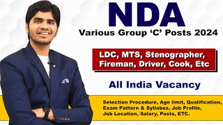 NDA Various Group C Post Recruitment 2024  LDCMTSSteno  Full Details [upl. by Ongineb582]