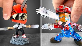 Chainsaw Unstoppable Duo ChainsawMan and Mario Chainsaw Figures Makeover [upl. by Otha]