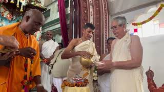 Sri Sri Krishna Balaram Mandir  Grand Abhishek of Giriraj on Balaram appearance day [upl. by Isnyl]