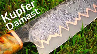 Mein erster Kupferdamast  CuMai kitchen knife  Knife making [upl. by Enovahs]