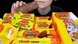 ASMR Reeses Chocolate Peanut Butter Candy Eggs amp Easter Bunny Mukbang  Eating Sounds [upl. by Acinnod]