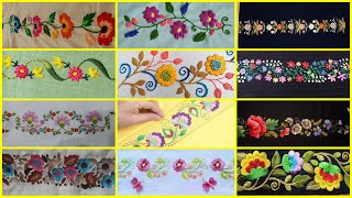 Embroidery border designs borderline embroidery for dresses tablecloth bedsheet embroidery diy [upl. by Mcfarland]