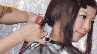 How to cut pixie concave bob women haircut with curly bangs by Cherry郭雪芙鮑伯女短髮型Vern Hairstyles 13 [upl. by Pironi]