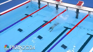 Bob the Cap Catcher dives to the rescue in swimming pool  Paris Olympics  NBC Sports [upl. by Htebharas669]