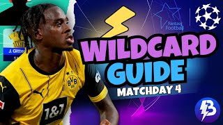 UCL Fantasy MATCHDAY 4 WILDCARD GUIDE amp DRAFT ⚡️ Champions League Fantasy 2425 [upl. by Aisanahta607]