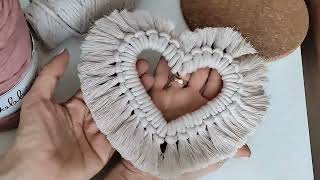 Makramé szív alakú dekoráció készítés egyszerűen  Macrame Heart Decor macrame tutorial for beginner [upl. by Annadiane]