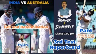 Thunder Downunder 3rd Test  Report Card  How India saved the test  India vs Australia [upl. by Chiaki]