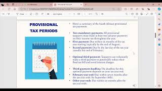 Provisional tax summary  TAX3761 Webinar coming up [upl. by Douglass208]