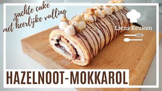 Hazelnoot Mokka Rol  CAKE ROL  Zo maak je dit heerlijke gebak [upl. by Ecinad]