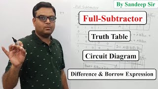 Full Subtractor with Truth Table Block Diagram Logic Expression and Circuit Diagram Explained [upl. by Lion]