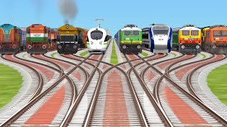 EIGHT INDIAN RAILGADI 🛂CROSSING AT DAIMOND RAILROAD TRACKS RISKY RAILROAD TRICKS NTGtrain world4 [upl. by Akkire]