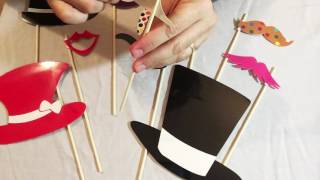 TinkSky Photo Booth Props 60 piece DIY Kit Review [upl. by Aicil]