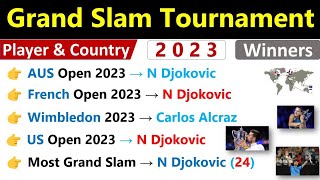 All Grand Slam Tournament 2023  Current Affairs  US Open Australian Open French Open amp Wimbledon [upl. by Bacchus]