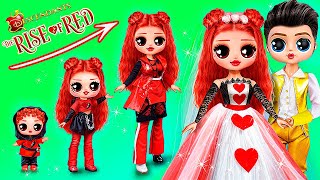 Red Growing Up Descendants Dolls  32 LOL OMG DIYs [upl. by Yvon]