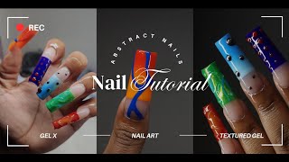 Abstract Nail Design  Gel X Application  Nail Tutorial [upl. by Ollie774]