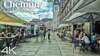 Chemnitz Germany 🇩🇪  Summer Walking Tour August 2022  4K UltraHD [upl. by Schoof]