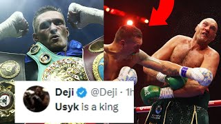 FIGHTERS REACT TO OLEKSANDR USYK WIN OVER TYSON FURY  FURY VS USYK REACTIONS [upl. by O'Shee]