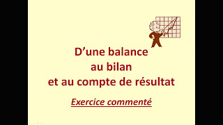 De la balance au bilan et au compte de résultat  Exercice commenté [upl. by Gnem855]