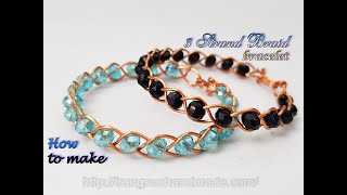 3 Strand Braid bracelet from copper wire and small crystal  How to make handmade jewelry 488 [upl. by Yesnik]