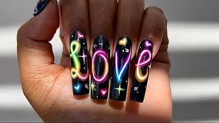 How to do NEON GLOW nail art  ACRYLIC NAILS  Necta Nails Tutorial 💖 [upl. by Reinaldos]