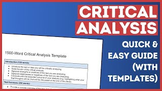 How to do a Critical Analysis Its Easier than you Think [upl. by Ayekal]