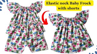 How to Cut And Stitch Elastic Neck Baby Frock Summer Baby Dress [upl. by Mloc]