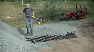 Putting Down Gravel Driveway Using Geocell Our Solution for Long Steep Slope [upl. by Nyla671]