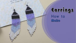 Native American Style Earrings  Easy to make earrings  Brick stitch and Fringe Beaded Earrings [upl. by Yelich469]