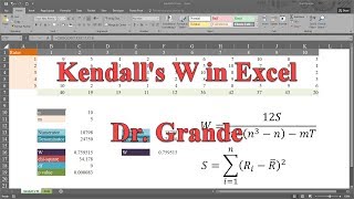 Kendalls Coefficient of Concordance Kendalls W in Excel [upl. by Anivlis107]