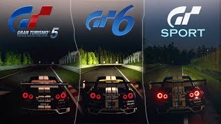 GT5 VS GT6 VS GT SPORT Sound amp Graphics Comparison  Nürburgring DayNight [upl. by Yrellih812]