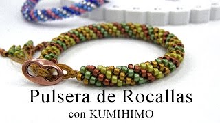 Abalorios  Pulsera de Rocalla con Kumihimo [upl. by Dragone]