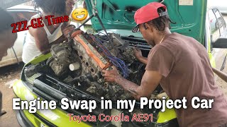 Removing the 5AFE from my Toyota Corolla AE91 to mount a 2ZZGE  Part 1 [upl. by Nagaet]