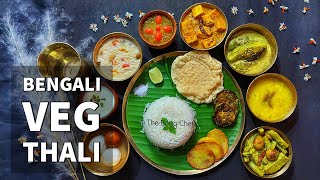 Bengali Veg Thali  Durga Puja Special Veg Thali  Bengali Niramish Thali Recipe  Bengali Thali [upl. by Mozelle367]