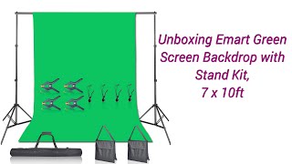 Emart Green Screen Backdrop with Stand Kit 7 x 10ft Unboxing and Review [upl. by Attenra]