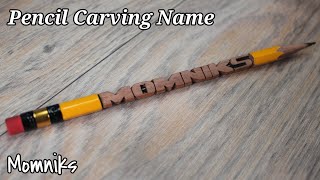 MOMNIKS  Pencil carving Name  Pencil Sculpture  Pencil Art [upl. by Rainwater481]