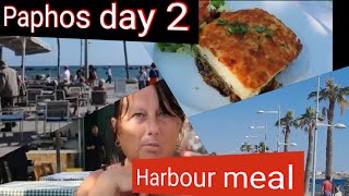 PAPHOS DAY 2  DAYTIME WALK TO HARBOUR  BEST MEAL SO FAR IN CYPRUS [upl. by Ahsiemat]