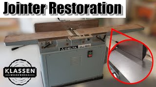 Jointer Restoration  How to clean off rust on cast top  Teardown  Reassemble [upl. by Xavler]