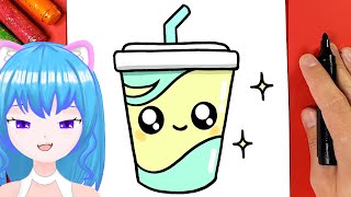 Welche Schritte muss ich befolgen um ein Getränk in eine Kawaii Tasse zu zeichnen [upl. by Aizan202]