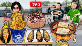 Bucket Maggi Noodles Vs Brinjal Maggi Noodles Wala Street Food Hindi Kahaniya Hindi Moral Stories [upl. by Jamal]