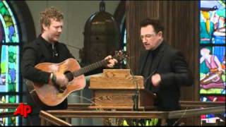 Raw Video Bono Performs at Shriver Funeral [upl. by Etnahc]