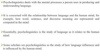 Psycholinguistics  Lesson 1  An Introduction [upl. by Nanreh]