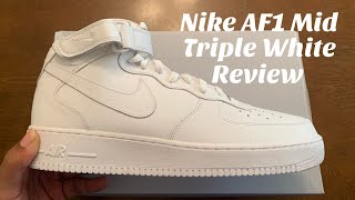 Nike Air Force 1 Mid Triple White Unboxing amp Review w McFly KOF All White Air Force 1 Mid Review [upl. by Posner]