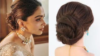 simple low bun hairstyle for saree  hairstyle for ladies [upl. by Larimore]