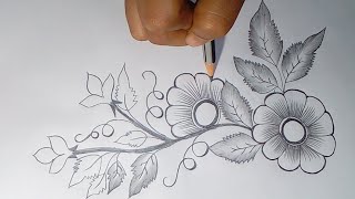 how to draw flowers with pencil for beginners  muskan drawing amp art [upl. by Eisle]