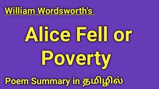 Alice Fell or Poverty summary in tamil  William Wordsworth [upl. by Korman]