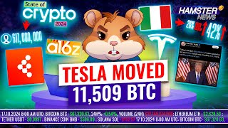 Tesla’s first BTC move in 2 years Trump’s token sale failure jail for crypto fraud ⚡️ Hamster News [upl. by Eidnalem]