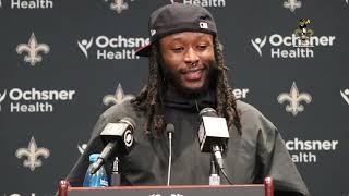 Alvin Kamara Postgame Interview In Week 15  Giants vs Saints  saintsnewsnetwork [upl. by Nobell309]