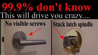 Remove door lock without visible screws and stuck latch spindle [upl. by Etnecniv240]