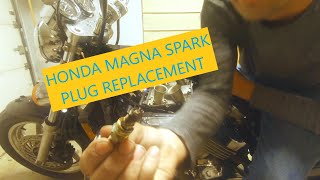 Honda Magna Spark Plug Replacement [upl. by Baiss]