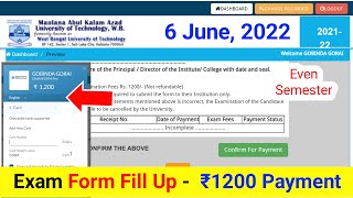 MAKAUT Even Sem Exam Form Fill Up Rs 1200 Payment 6 June  Makaut Exam Form Fill Up Fees Online [upl. by Brie]